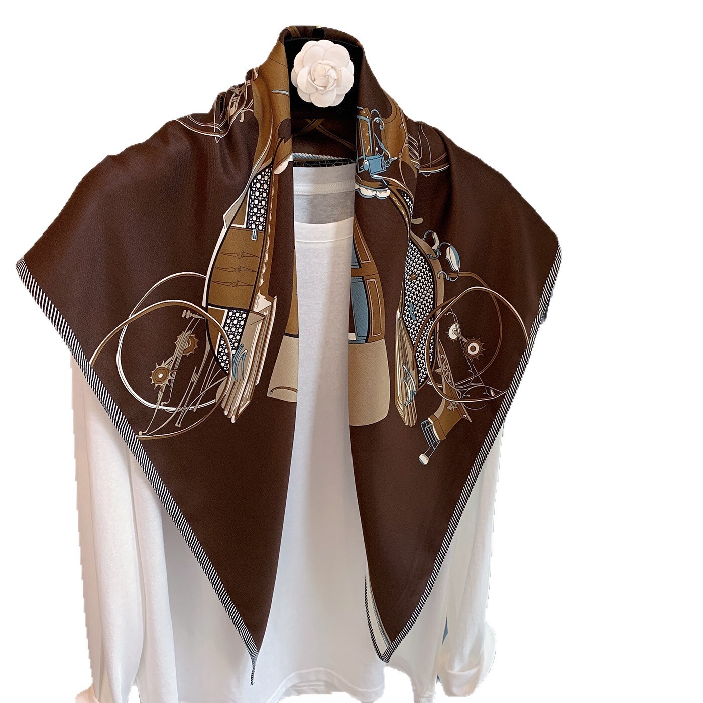 Premium Triangle Scarf Double-layer Satin Small Shawl Silky Smooth Foreign Style Neck Protection Silk Scarf Scarf - view 6