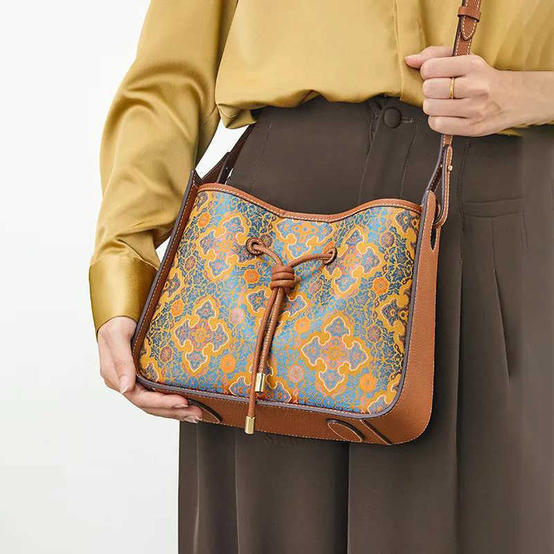 Chinoiserie Ladies Crossbody Purse, Distinctive Song Brocade Ruyi Motif Artistic Women Daily Bag - view 4
