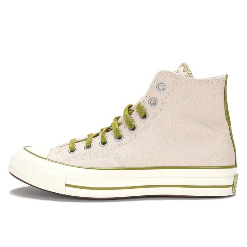 Converse Chuck 70 Men Women Canvas Sneakers, Beige Olive Green Contrast High Top Lace Up Shoes, Vintage Flat Sole Street Style Casual Board Shoes - view 3