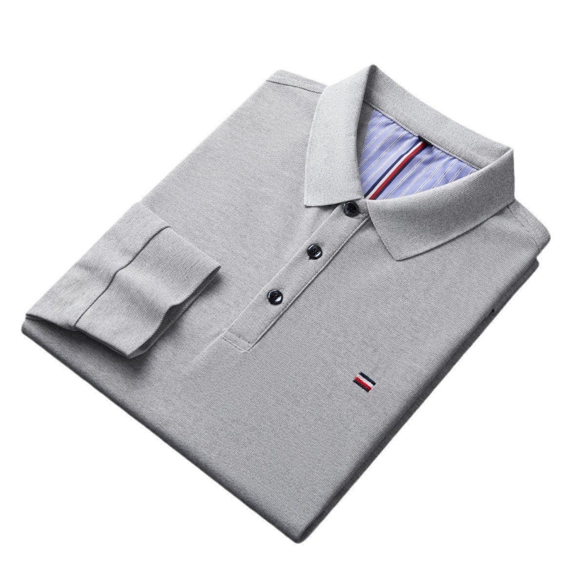Designer foreign trade long-sleeve t-shirt, autumn high-quality turn-down collar casual loose breathable middle-aged polo shirt men's clothing - view 6