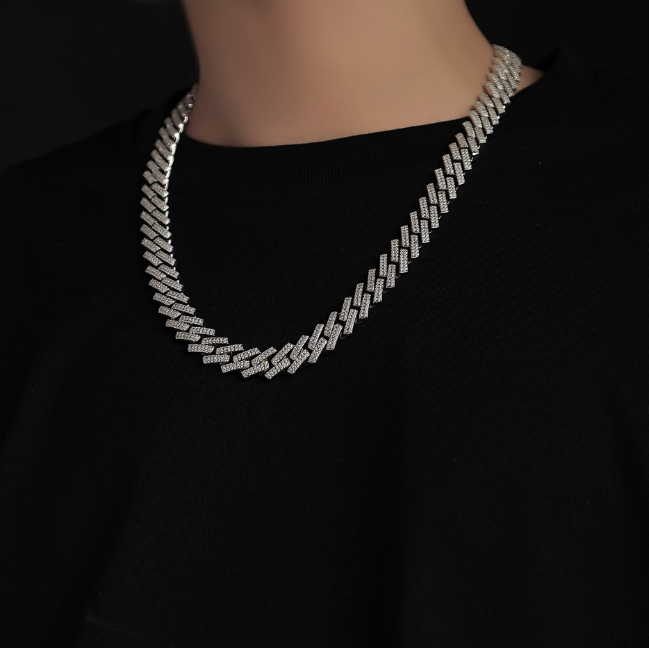 Hip Hop Pendant Vvs1 Moissanite 10mm Cuban Chain Iced Out Cuban Link Chain Popular Style Trendy Paved Chain S925 Necklace - view 4