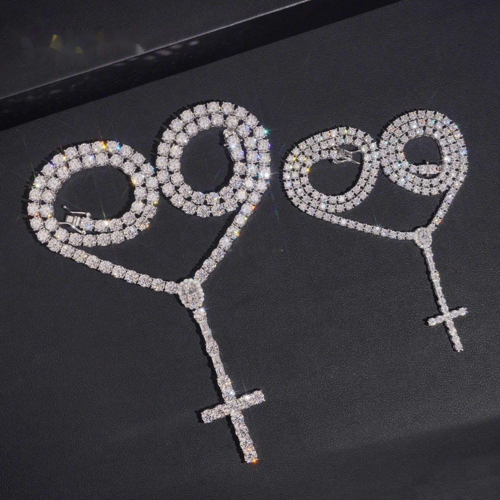 New Design Elegant Female Hip Hop Shining Jewelry 3mm 5mm VVS1 Moissanite 925 Sterling Silver Iced Out Cross Shape Tennis Chain - view 4