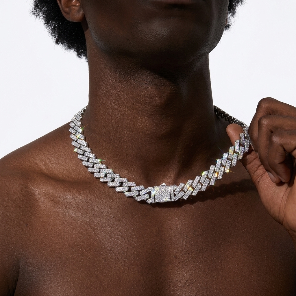 Hip Hop Pendant Vvs1 Moissanite 10mm Cuban Chain Iced Out Cuban Link Chain Popular Style Trendy Paved Chain S925 Necklace