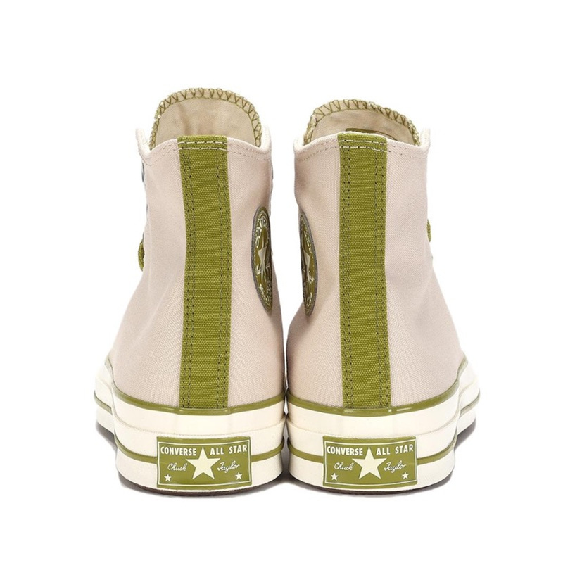 Converse Chuck 70 Men Women Canvas Sneakers, Beige Olive Green Contrast High Top Lace Up Shoes, Vintage Flat Sole Street Style Casual Board Shoes - view 5