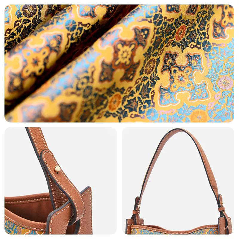 Chinoiserie Ladies Crossbody Purse, Distinctive Song Brocade Ruyi Motif Artistic Women Daily Bag - view 3