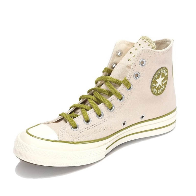 Converse Chuck 70 Men Women Canvas Sneakers, Beige Olive Green Contrast High Top Lace Up Shoes, Vintage Flat Sole Street Style Casual Board Shoes - view 4