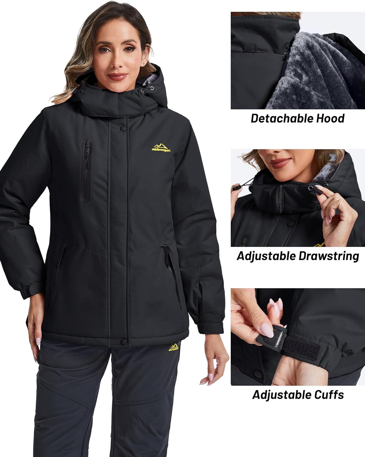 Women's Waterproof Winter Ski Hooded Insulated Jacket Fleece Warm Snow Outdoor Rain Windbreaker - view 6