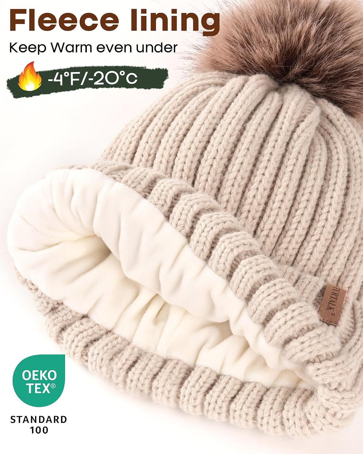 Winter Hat Gloves Scarf Headband Set for Women 4 in 1 Gift | Pom Beanie & Cold Weather Set. Warm Knitted Fleece Lining, Acrylic Touchscreen Gloves, St - view 3