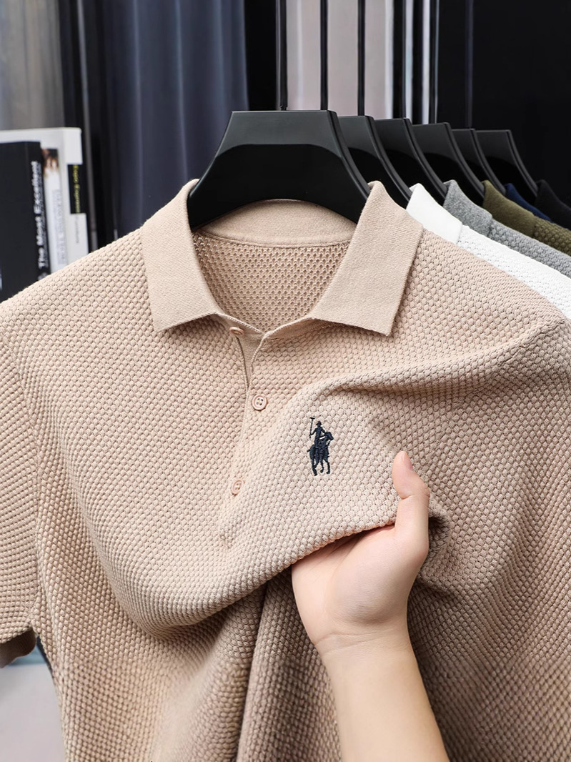 Pure Cotton Men's Pineapple Pattern Knitted Short-Sleeve T-Shirt With A High-End Feel POLO Shirt - view 4