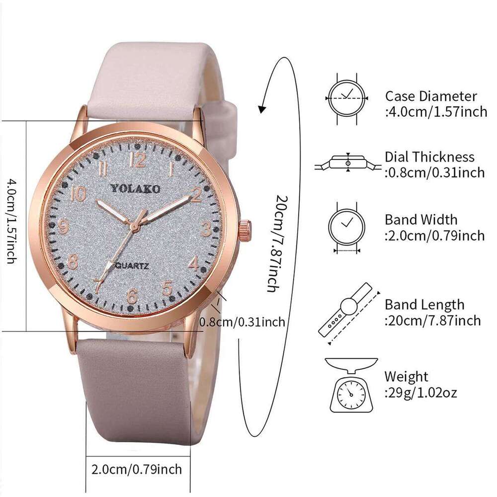 5PCS/Set Fashion Arabic Dial Women Quartz Casual Leather Band Wrist es s SetWithout Box H260228