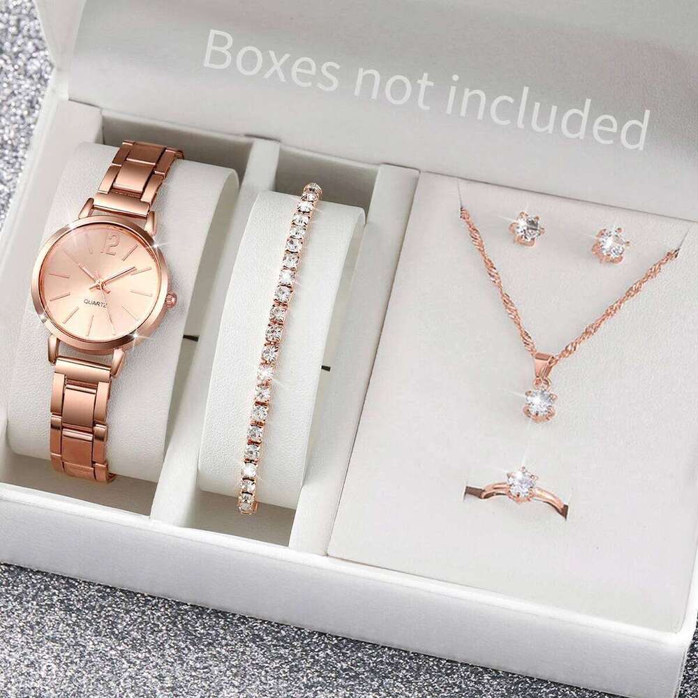 5/6PCS Fashion es Jewelry Set Analog Quartz for Women Reloj Mujer Girls Clock GiftWithout Box H260228