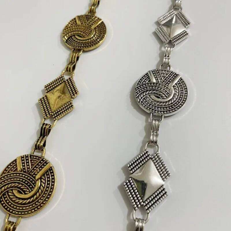 Simple Alloy Large Round Flower Fringes Ring Waist Women Circle Metal Chain Belt Geometric Long Waistband H260228