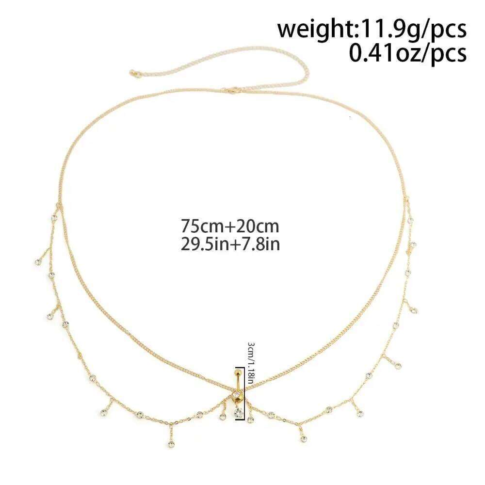 Women Minimalism Waist Metal Imitation Pearl Body Chain Double Layer Beach Bikini Jewelry Accessories Summer H260228