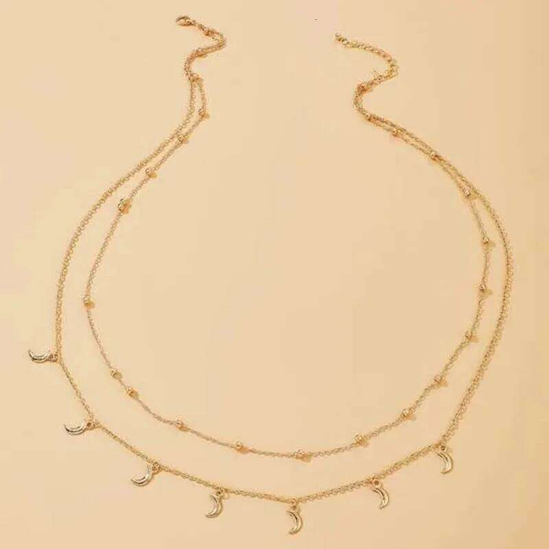 Sexy Vintage Aesthetic Moon Belly Thin Beads Link Waist Chain Belt Streetwear Summer Women Fashion Body Jewelry H260228