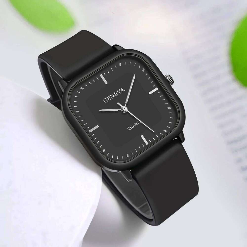 Fashion Women's Casual Elegant Simple Square Quartz Silicone Gift for Men and Women H260228