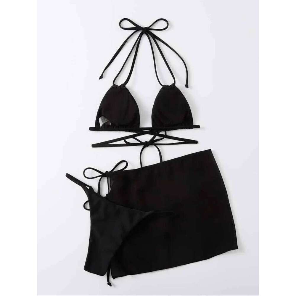 3 Pieces Thong Bikini 2025 Women With Skirt Trikini Swimwear Female Triangle Swimsuit Beach Wear Bathing Swimming Suit Summer Z260301