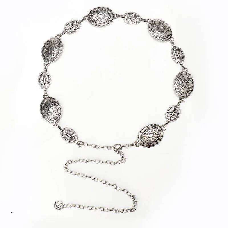 Retro Style Women's Metal Waist Chain Accessories Fashion Y2K Skirt Dress Waistband Girls Punk Circle Carved Belts Decorative H260228