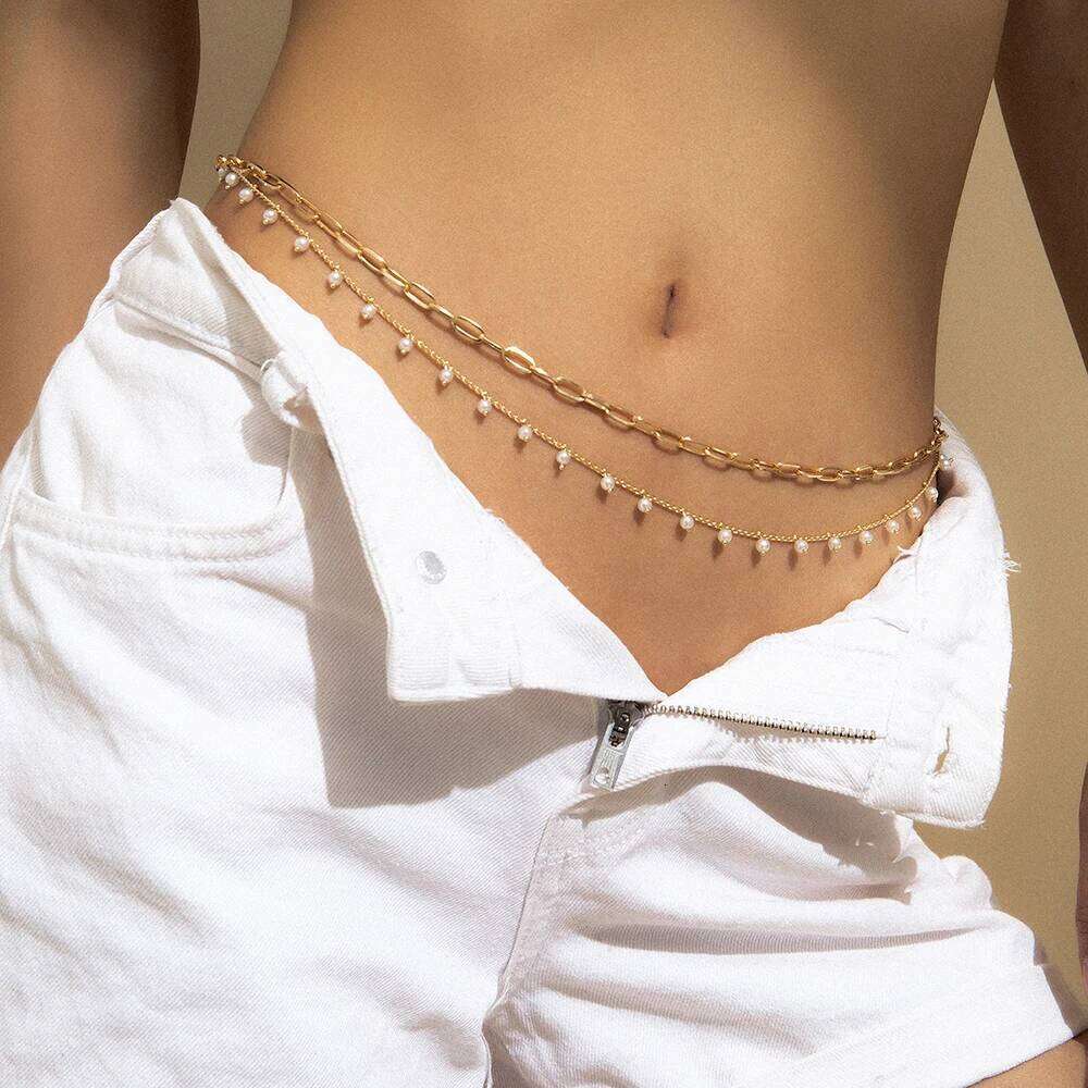 MinaMaMa Stainless Steel Paperclip Waist For Women Minimalist Beach Bikini Sexy Belly Chain Body Jewelry H260228
