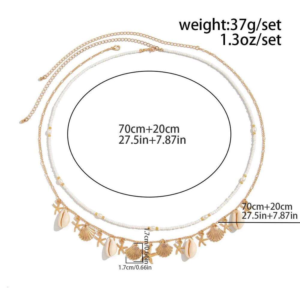 IngeSight.Z Multilayer Women Boho Conch Pearl Starfish Chains Waist Summer Beach Body Jewelry H260228
