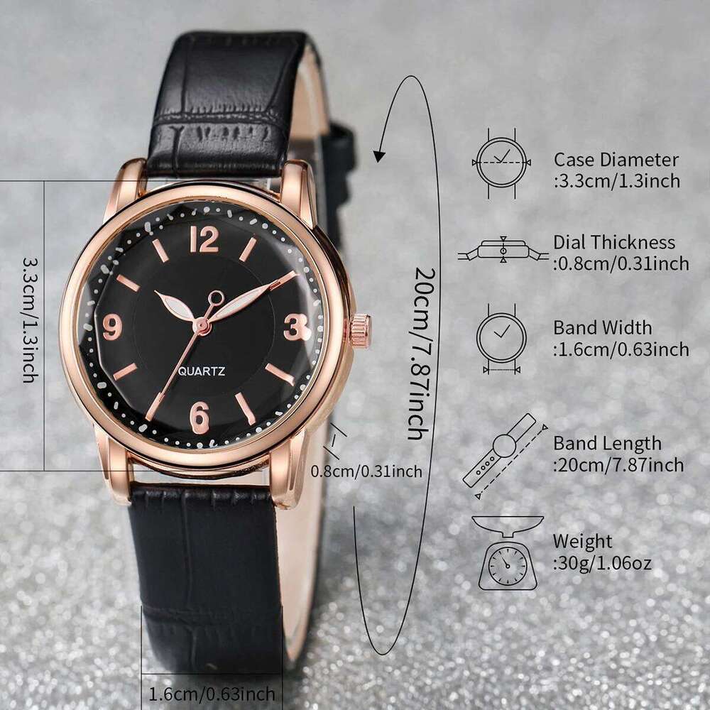 2PCS/Set Women's Casual Arabic Dial Leather Band Quartz Heart SetWithout Box H260228