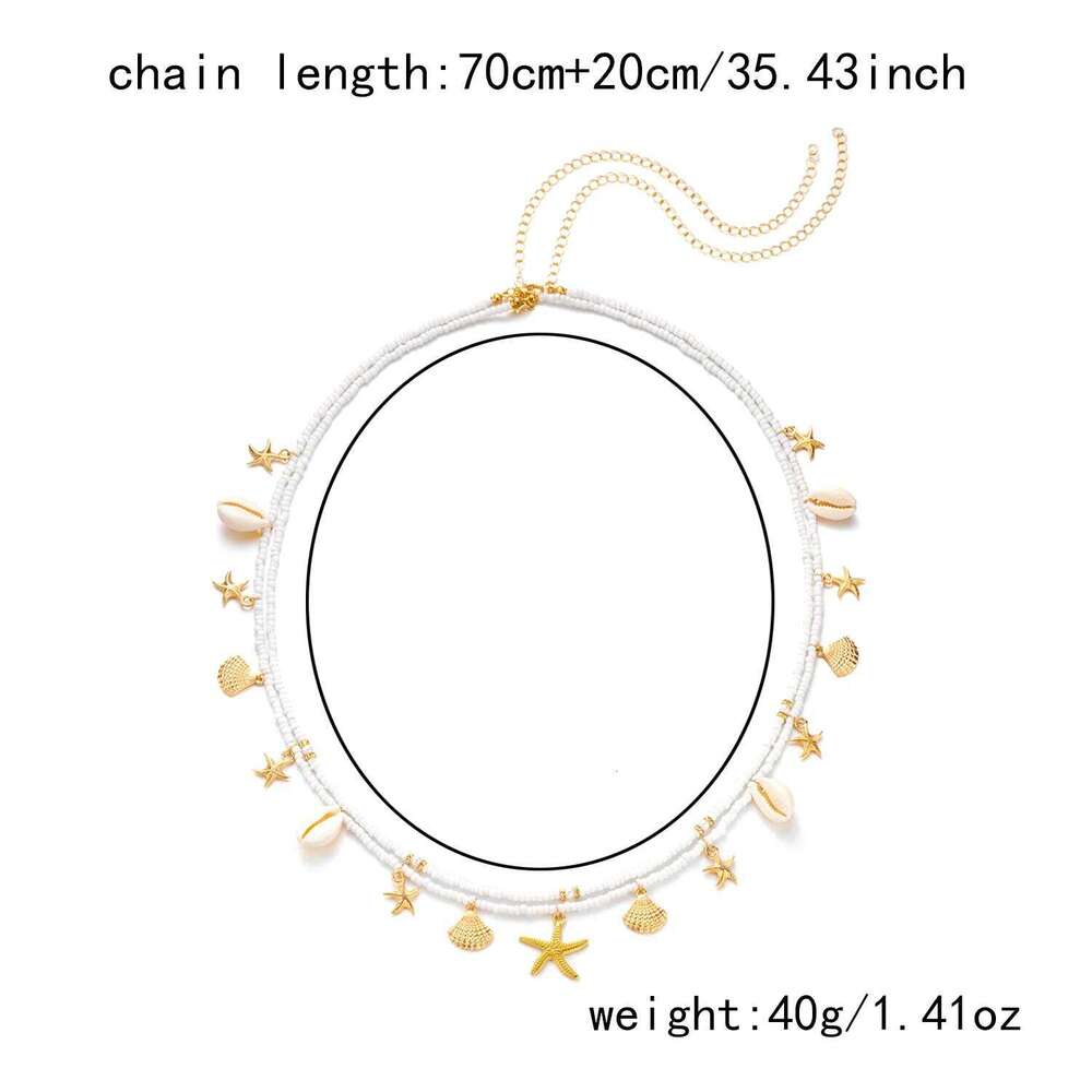 Bohemian Starfish Shell Rice Bead Chain 2 Piece Set for Women Beach Themed Double Strand Waist Friendship Jewelry Gifts H260228