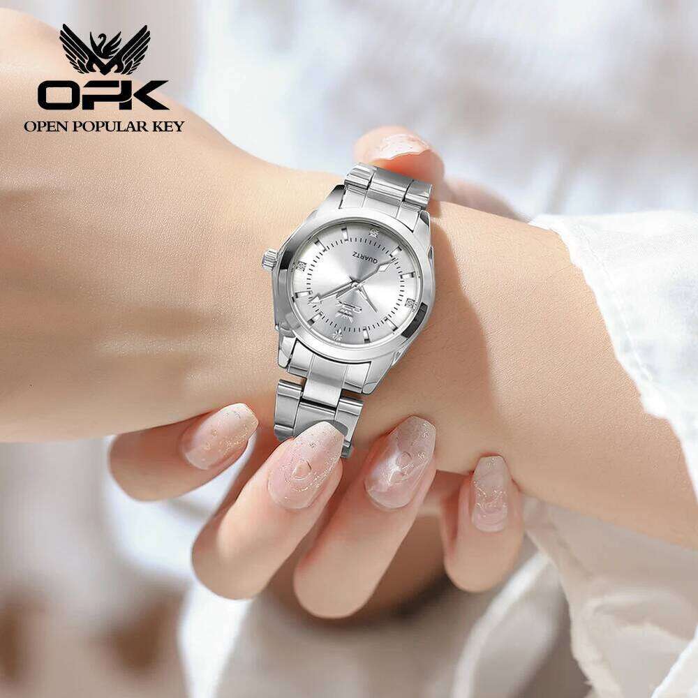 OPK brand luminous waterproof three-pin real nail scale steel belt ladies quartz 6002 H260228