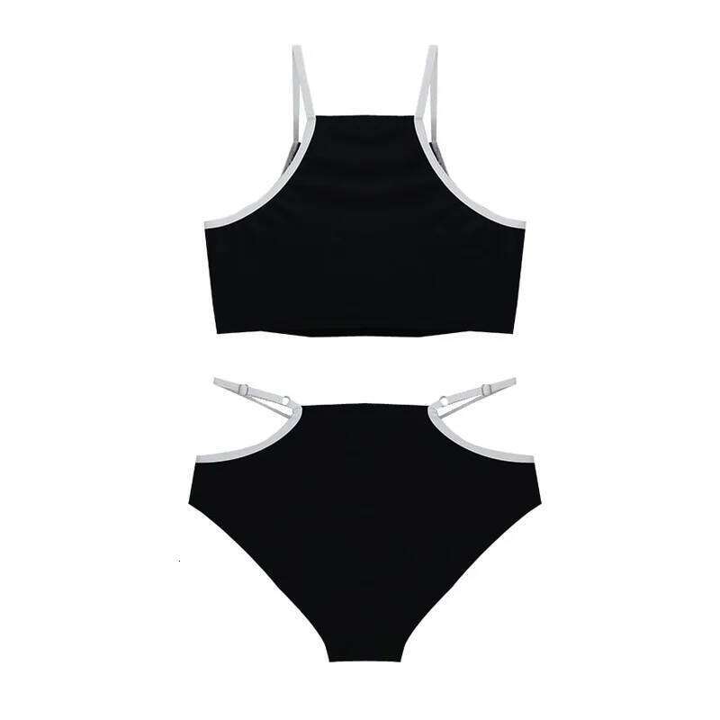Sexy Korean Fashion Neck Bikinis Sets High Waist Swimsuit Two Pieces Sports Bathing Suits Padded Swimwear Biquini Beachwear Z260301