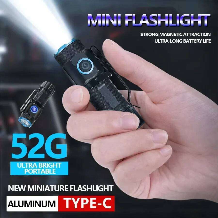 Ultra Bright Mini P50 LED Flashlight Outdoor Hat Clip Torch USB C Rechargeable with Tail Magnet Camping Hunting Emergency Lamp Z260301