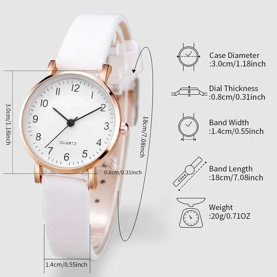 2PCS/Set Women's Fashion Arabic Dial Leather Band Quartz es Gold Heart Set H260228