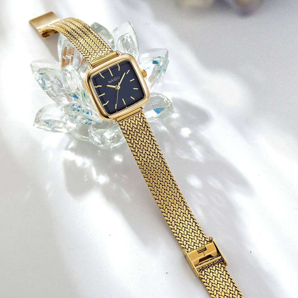 Women's Small Square with Stainless Steel Strap, Artistic, Fashionable, Retro Quartz H260228