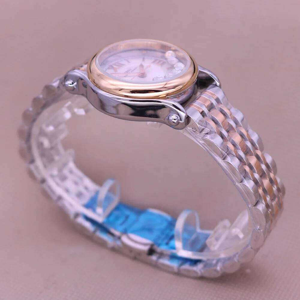 Women's Japan Quartz Hours Fine Fashion Dress Clock Real Leather Happy Moving Rhinestones Girl's Gift H260228