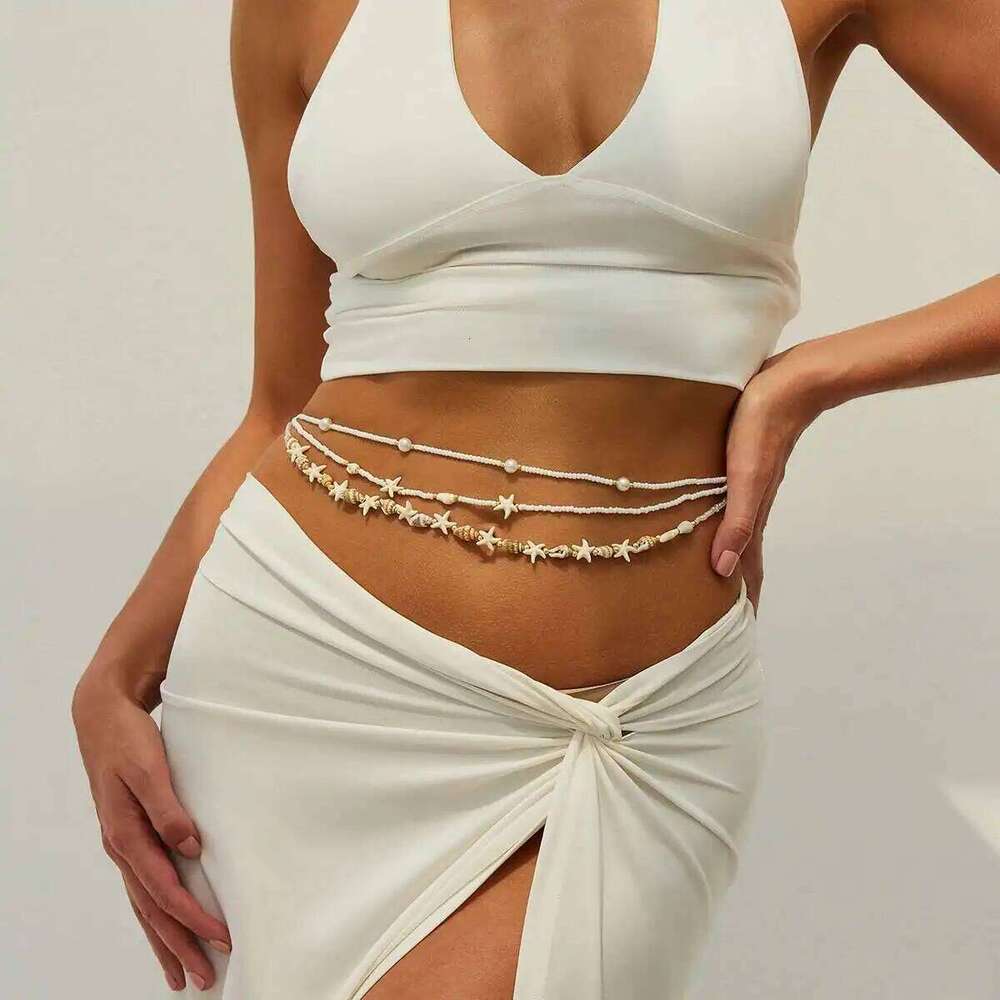 Lacteo Bohemia 3Pcs/Set Acrylic CCB Beads Imitation Pearl Waist Mini Star Conch Alloy Belly Chain Summer Jewelry Gift New H260228