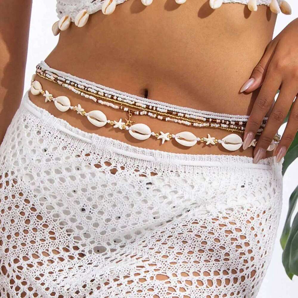 Ingemark 6Pcs/Set Boho Sexy Elastic Beads Waist Chain for Women Bikinis Summer Beach Ethnic Belly Belt Body Jewelry Gift H260228