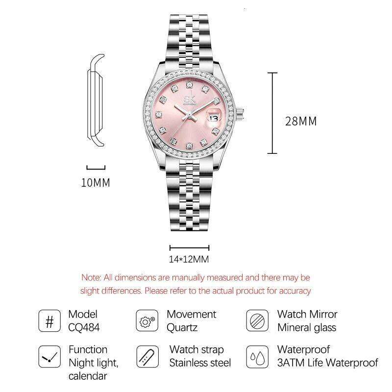 UTHAI CQ484 Fashionable women's light steel strip, waterproof diamond inlaid quartz , exquisite clock gift H260228