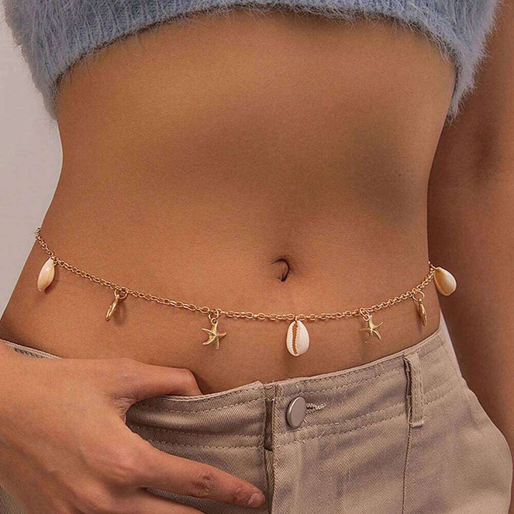 Seashell Starfish Waist For Women AdjustableBoho Conch Body Chains Summer Beach Dainty Boho Layered Chain H260228