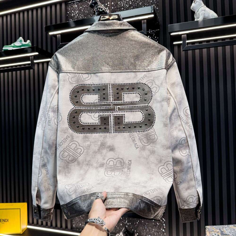 2026 New European Style High - End Light Luxury Casual Men's Letter Print Beaded Jacket