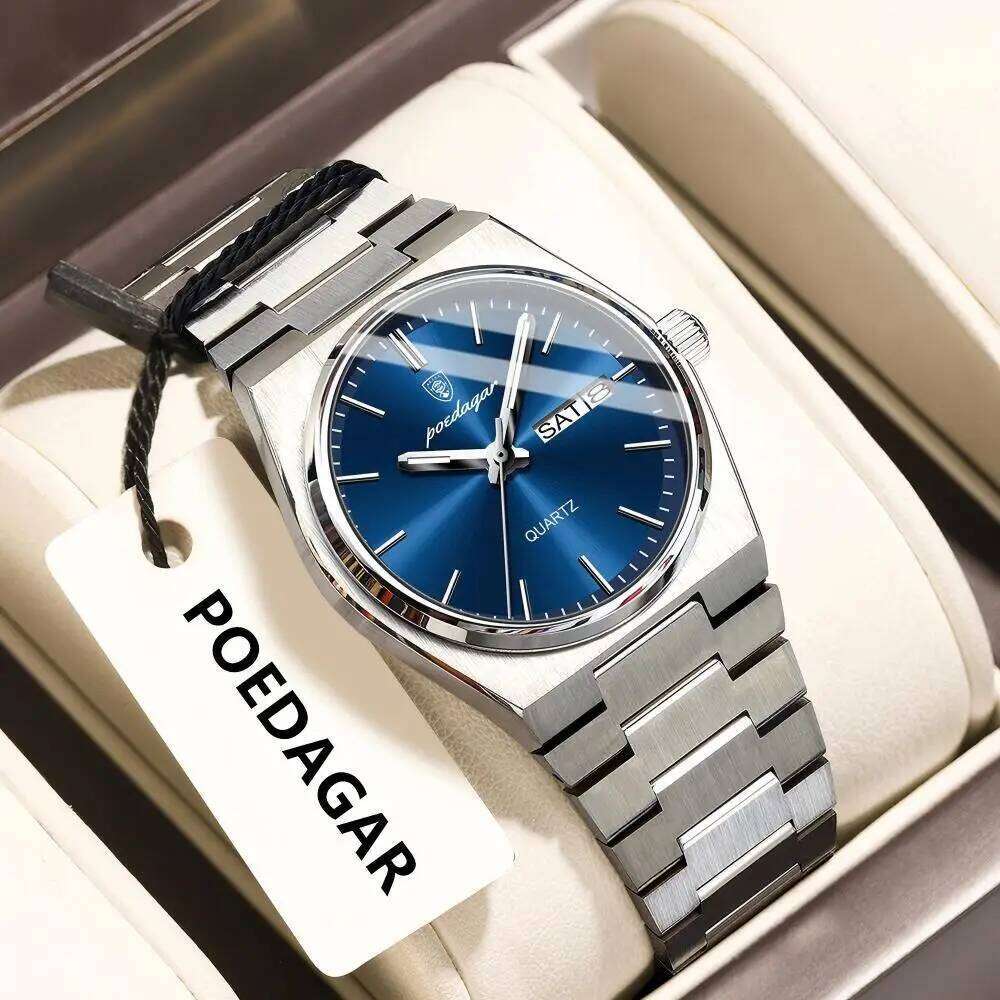 POEDAGAR Top Exquisite Woman Wrist Waterproof Luminous Quartz Casual Ladies Date Week Stainless Steel Women's es H260228