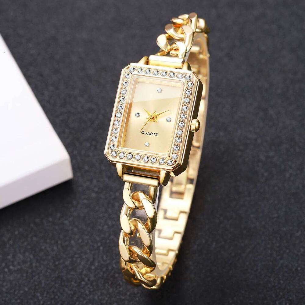 Diamond Women es Fashion Rectangle Dial Strap Quartz Wrist Reloj Mujer Girls Clock GiftWithout Box H260228