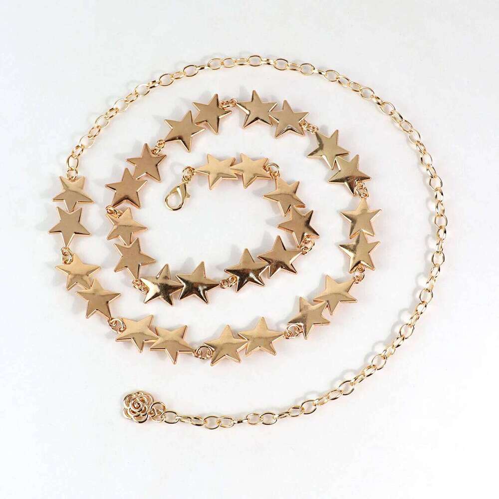 European and American Sweet Star Women's Metal Thin Waist with Skirt Decoration All-match Distinctive Chain Belt for Women H260228