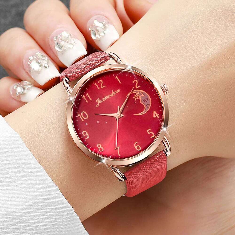 Fashion Moon Dial Women es Casual Leather Strap Quartz for Ladies Clock Reloj MujerWithout Box H260228