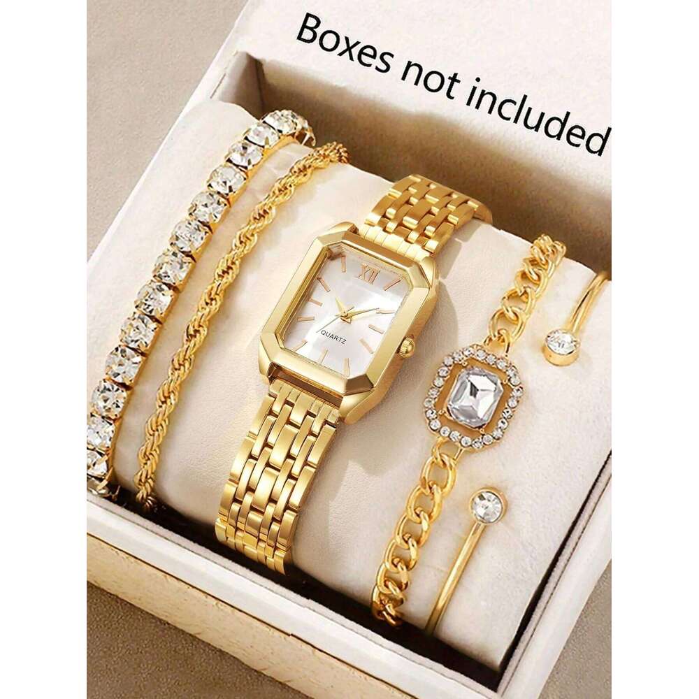 Ladies Quartz Set Square Steel Band Minimalist Design Birthday Gift Compact Jewelry Kit without Box H260228