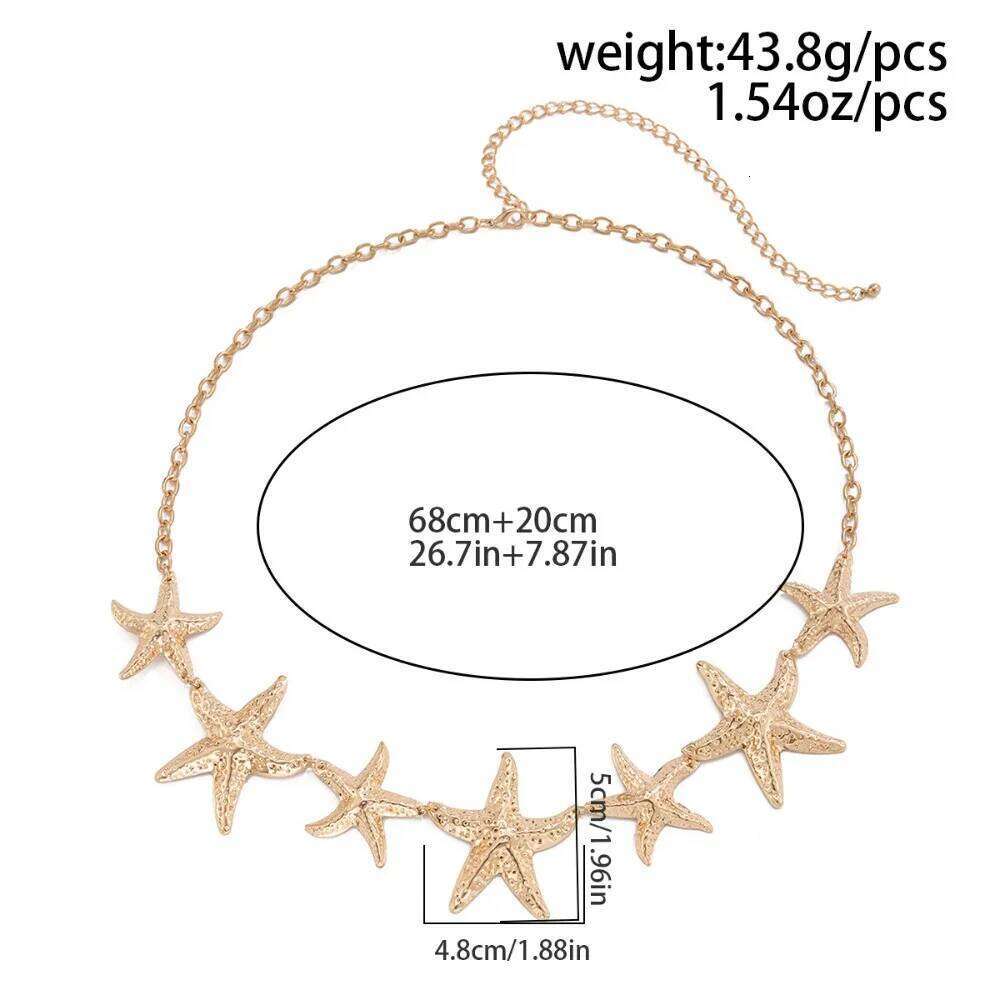 Retro Charm Gold Color Flowers Imitation Pearl Starfish Waist for Women Bohemia Beach Sexy Bikini Body Chain Jewelry Gift H260228