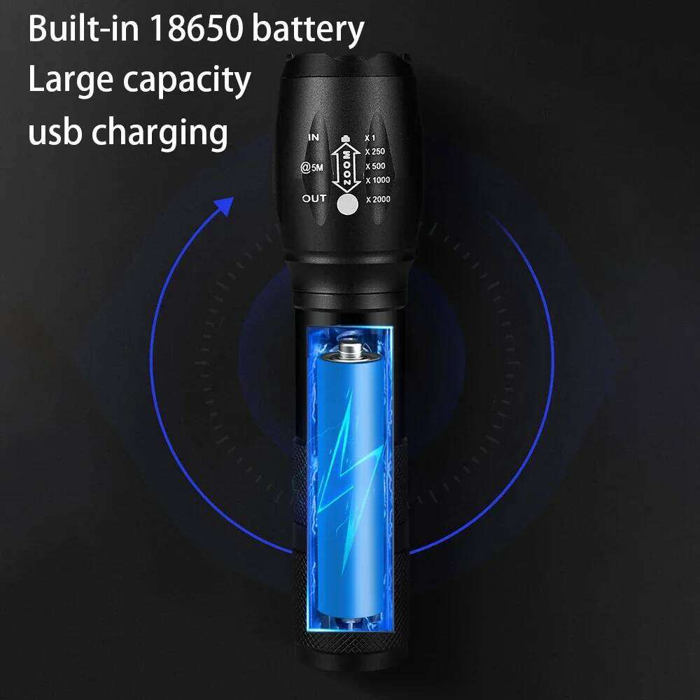 Powerful LED Flashlight Aluminum Alloy Portable Torch USB ReChargeable Outdoor Camping Tactical Flash Light Z260301