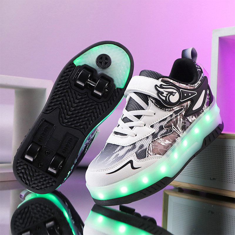 Free shipping Teenage Adult Roller Kids Shoes Sneakers Led Girls For Boys Luminous Sneakers 4-Wheel with Backlight Roller Skate Shoes Size 29-39
