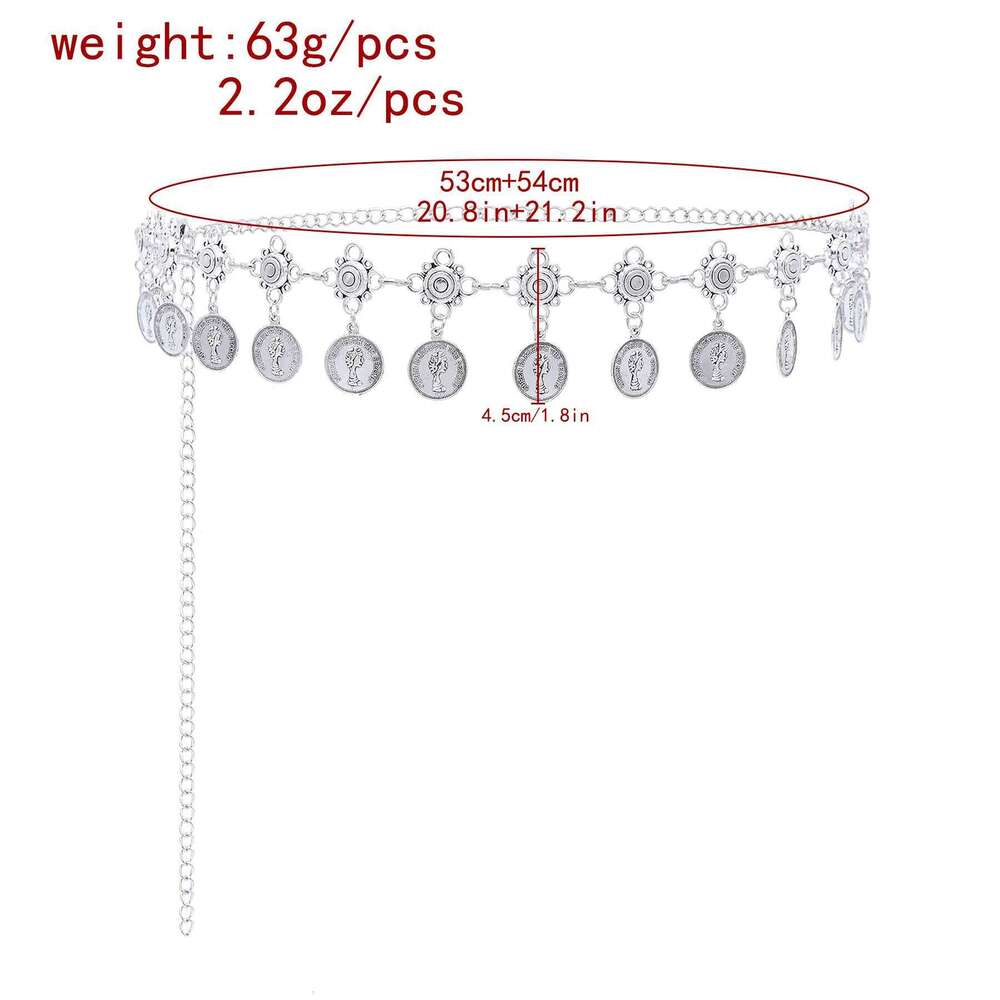 New Vintage Ethnic Style Metal Coin Tassels Belt Bohemian Tassel Dress Slim Waist Accessory Unisex Body Chain 105cm H260228