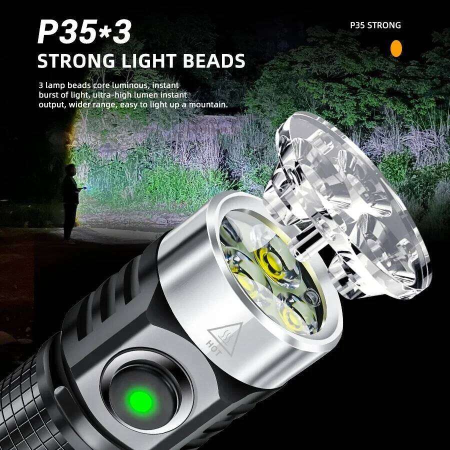 Keychain Flashlight 1000Lm Portable Mini Torch Pocket Lantern Flood Work Light with Magnet IP68 LED Flashligh Z260301