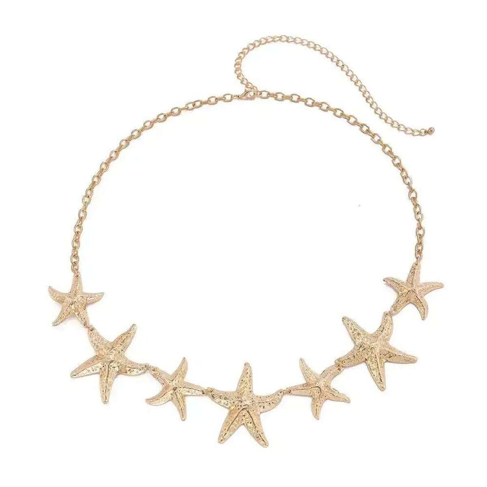 Trendy Sexy Beach Gold Color Metal Starfish Waist Women's Ocean Vacation Style Belly Chain Body Jewelry H260228