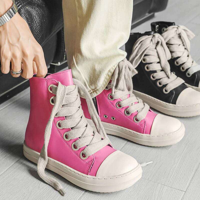2026 New Couples' Big Size High-Top Sneakers | Side Zipper Thick-Soled Outdoor Non-Slip Wear-Resistant Casual Athletic Shoes