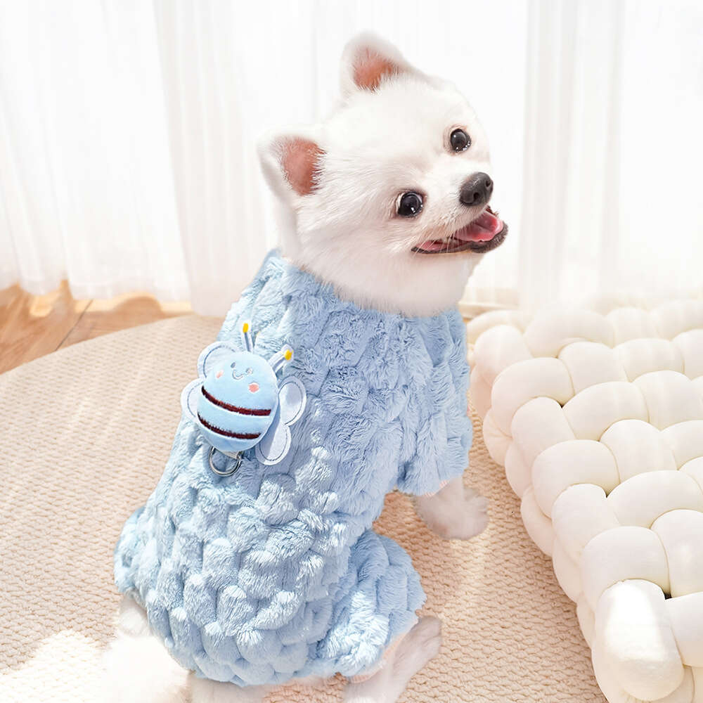 Famous brand New Four Legged Bee Leash Pet Cat Clothes Dog Supplies Autumn Winter Warm Thickened Teddy pupakaIK