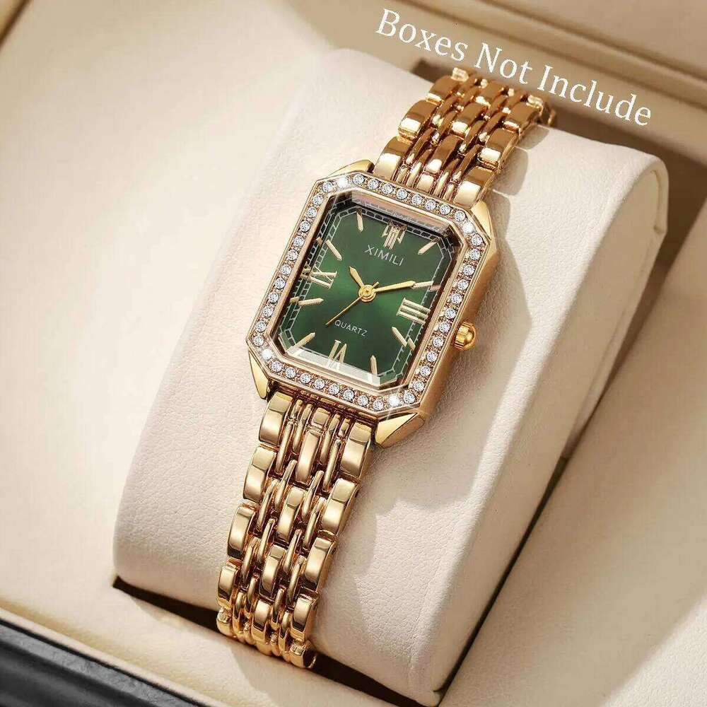 Fashion Rectangle Women es Ladies Rhinestone Quartz Strap Wrist Reloj MujerWithout Box H260228